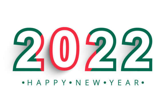 2022 Happy New Year with Bangladesh Flag