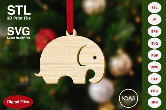 Baby Elephant Christmas Tree Ornament: A Versatile Creative Asset for Holiday Crafting
