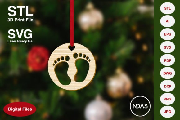 Baby Footprint Christmas Decorations for Creative Design Projects