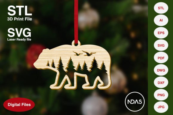 Bear with Forest Christmas Decoration: A Versatile Ornament for Holiday Crafting