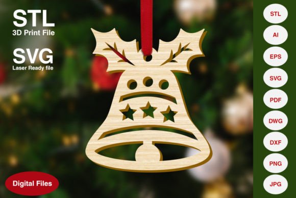 Bell Christmas Tree Decoration Ornament: A Festive Design Asset