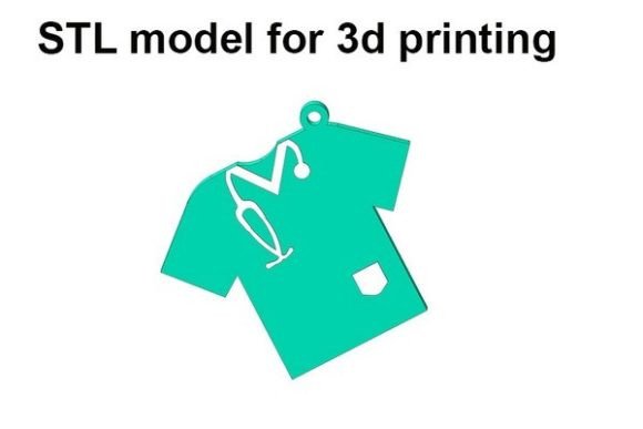 Keychain Scrubs Nurse Shirt STL File for 3D Printing