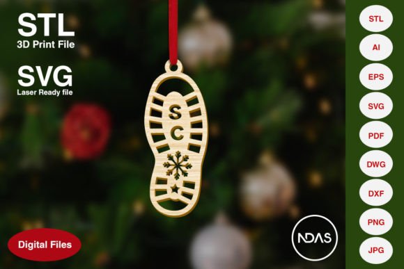 Santa Shoe Print Christmas Decoration